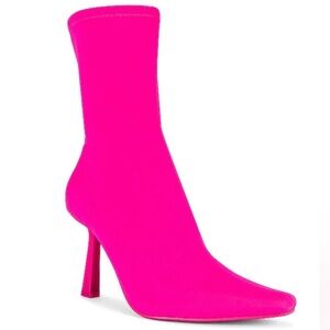 Steve Madden Vakay Neon Pink Sock Booties